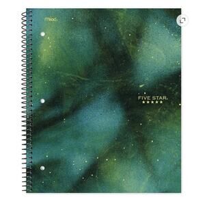 Five Star 1 Subject Notebook College Ruled Green Borealis Cosmic 80 Sheet